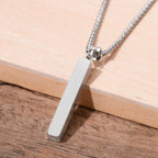 Vertical Bar Box Chain Pendant — Stainless