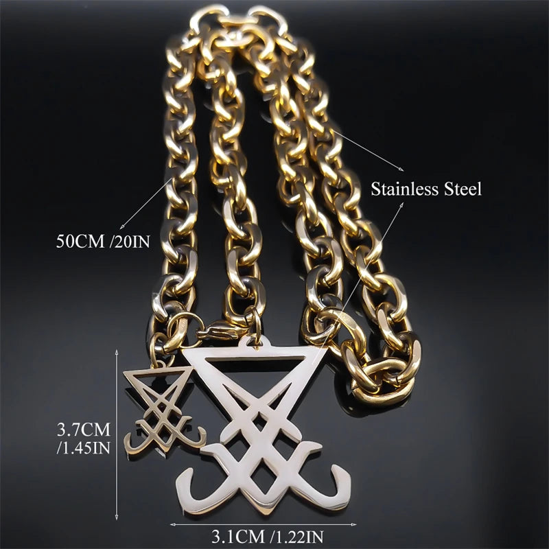 Lucifer Sigil Pendant Necklace — Stainless Steel