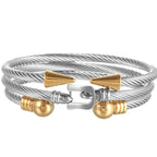 3-Piece Arrow Cuff Bracelet Set — Stainless Steel