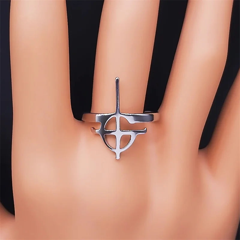 Cross Ring — Stainless Steel