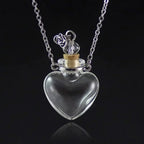 Openable Water Drop Heart Steel Chain Perfume Vial Necklace Wishing Bottle Pendant Essential Oil Diffuser Memorial Jewelry Gifts