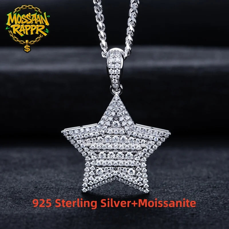 Iced Out Star Pendant — 925 Silver