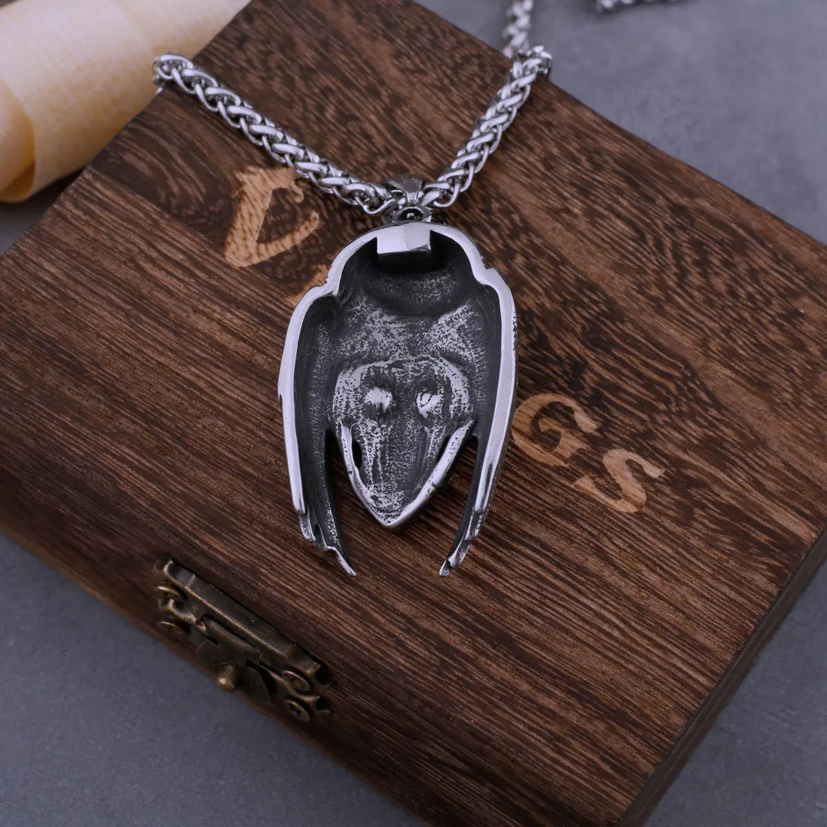 Skull Owl Pendant Necklace — Stainless Steel