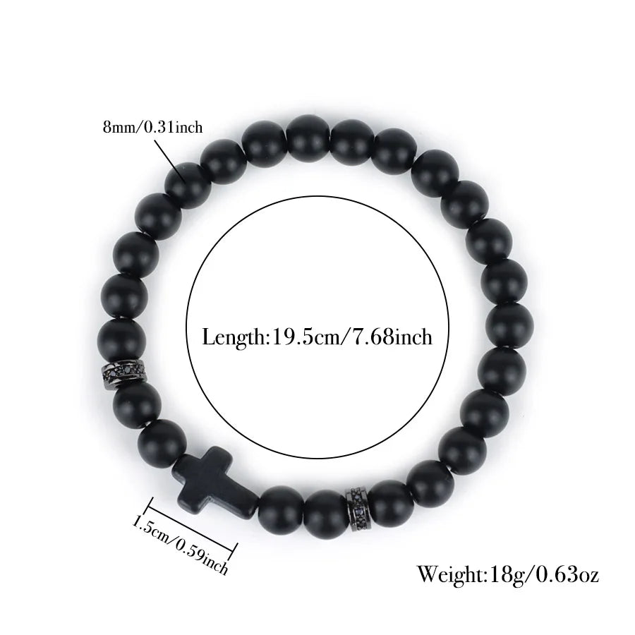 Crucifix Beaded Prayer Bracelet Stretch Religious Wristband