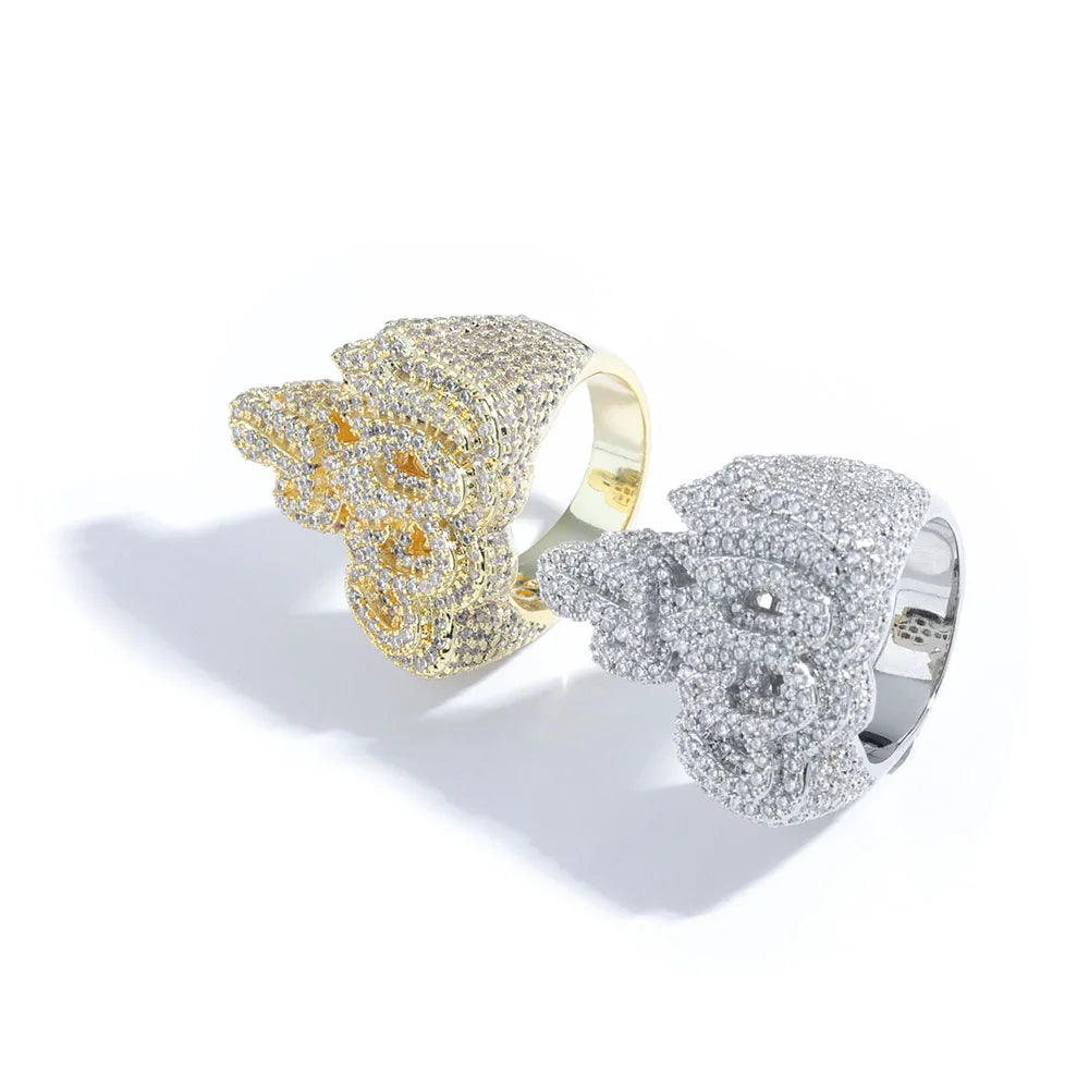 Gold Crown Ring Iced Out CZ Statement