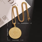 Saint Benedict Medallion Stainless Steel Pendant Zircon San Benito Collares Necklace Amulet Religious Cross Jesus