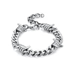 Barbed Wire Cuban Link Stainless Steel Thorn Bracelet Adjustable Punk Emo Style Chain Bracelets For Men Women Fashion