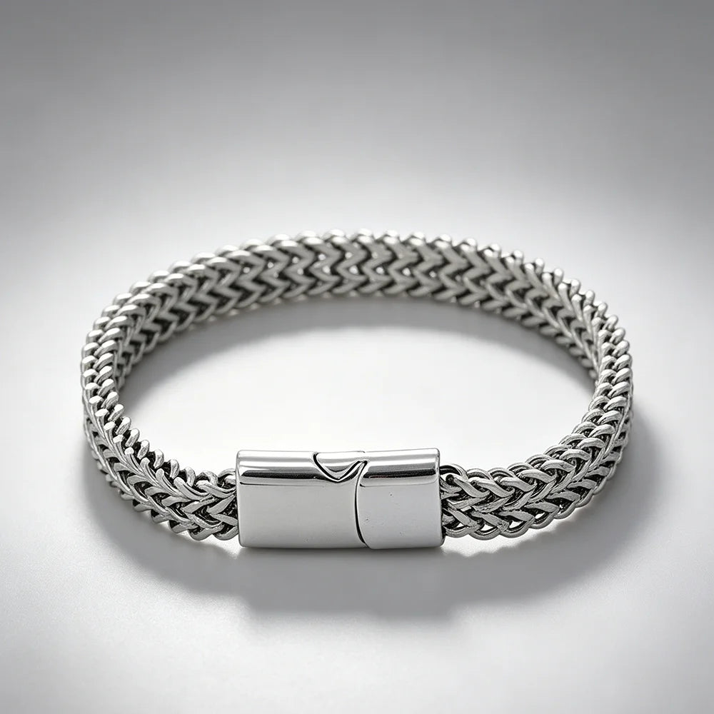 Stylish Stainless Steel Bali Foxtail Chain Bracelet for Men,Double Franco Link Chain Bracelets,Armband Male Jewelry