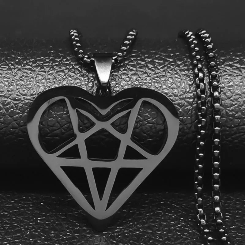 Heart Pentagram Pendant — Silver