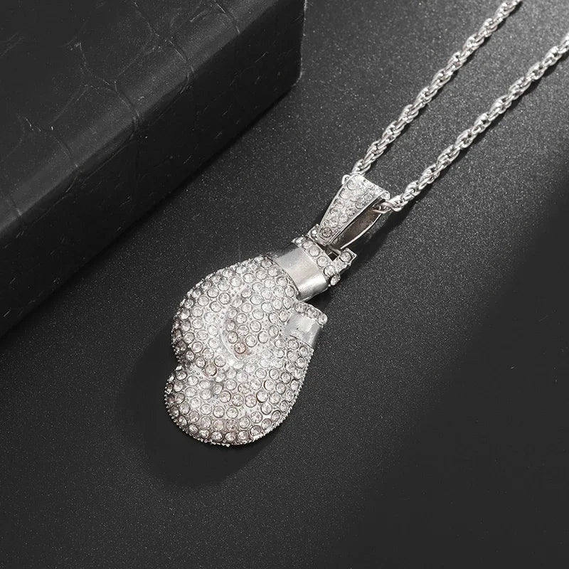 Crystal Pistol Pendant Necklace — Iced Out Two-Tone Street Chain