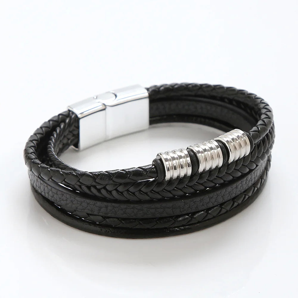Viking Multi Layer Braided Leather Bracelet