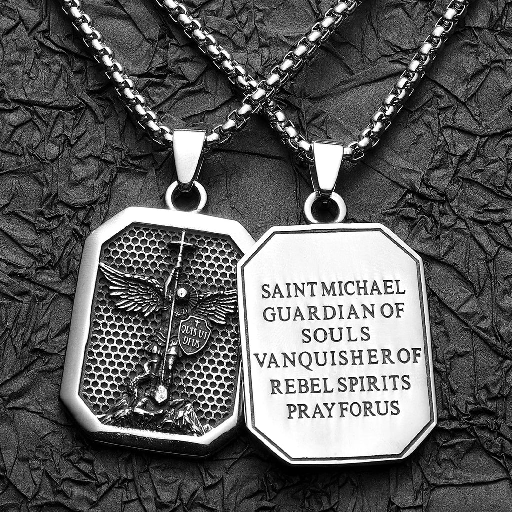 Archangel Michael Pendant Necklace Stainless Steel