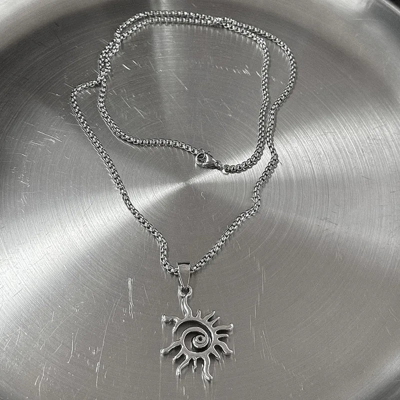 Punk Stainless Steel Star Geometry Pendant necklace for Men Hip Hop Elements Jewelry
