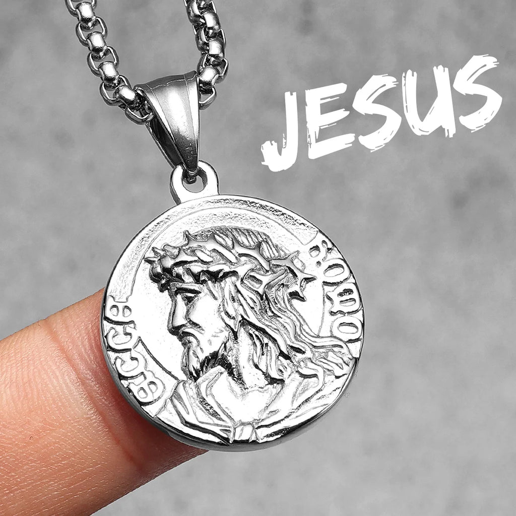 Jesus Minimal Pendant — Stainless Steel