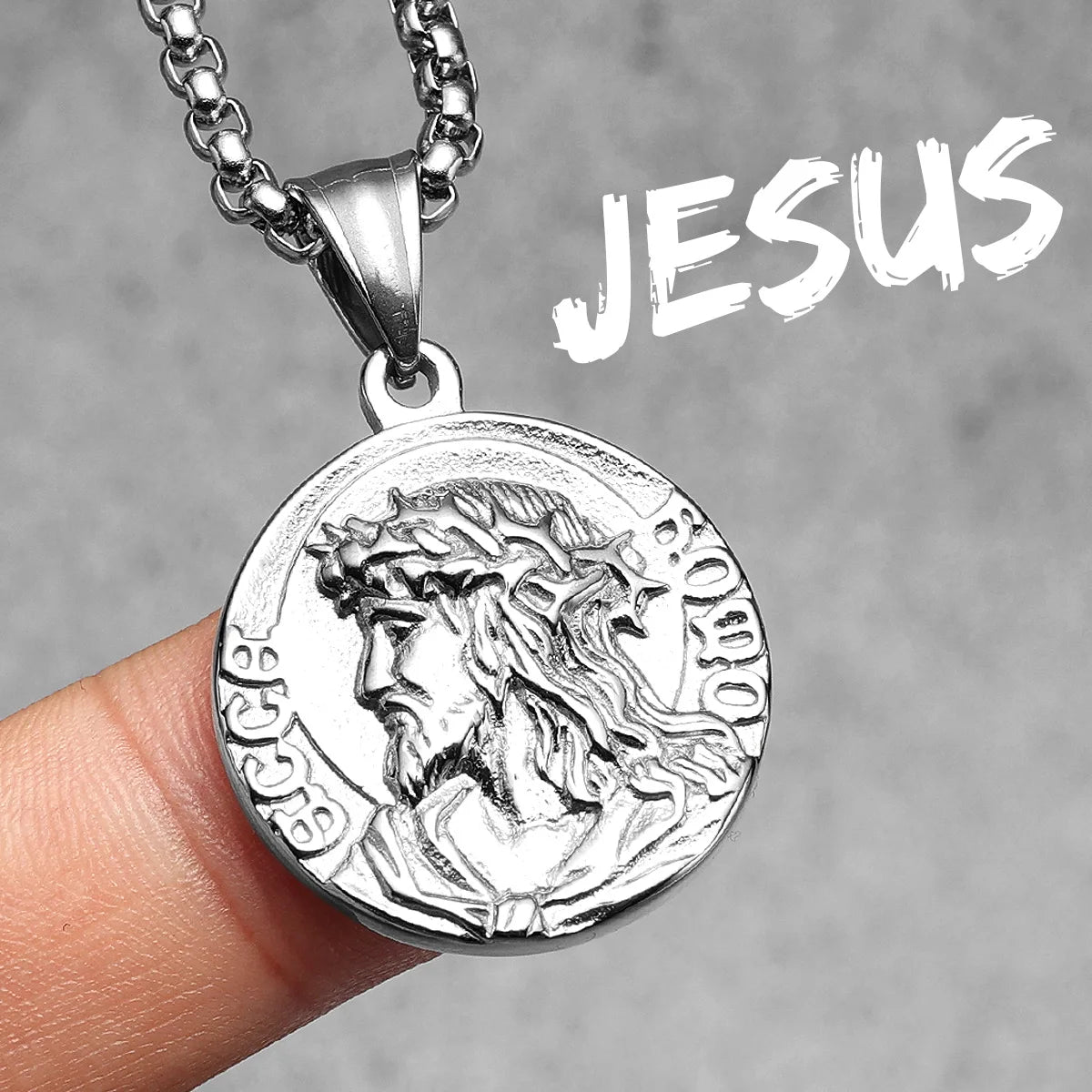 Jesus Minimal Pendant — Stainless Steel