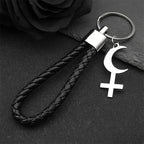 Cross Key Gold Pendant Crescent Moon Inverted