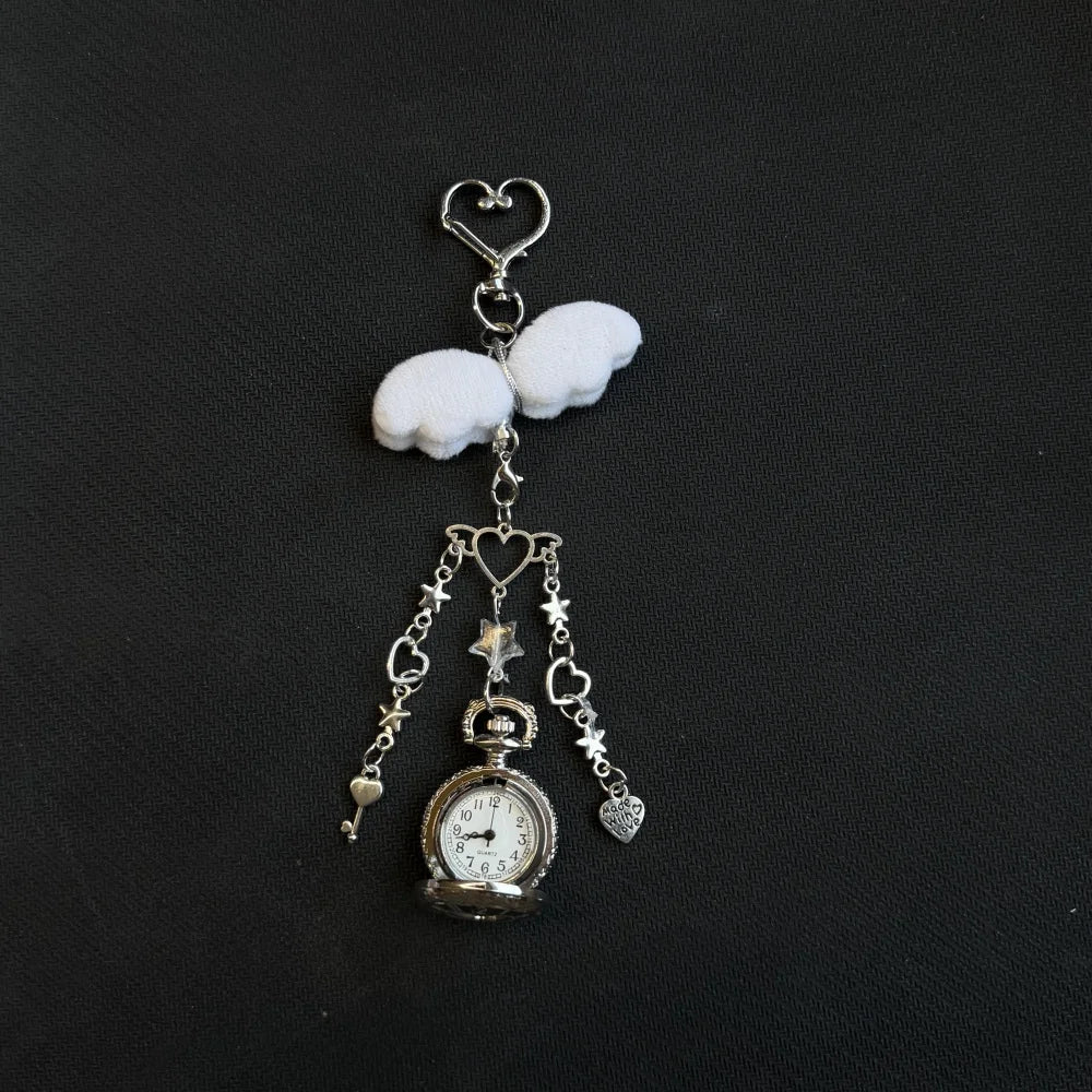 Original Hollow Heart Pocket Watch Chain keychain Design Steampunk Clock Vintage Necklace Pendant Jewelry Watch Men