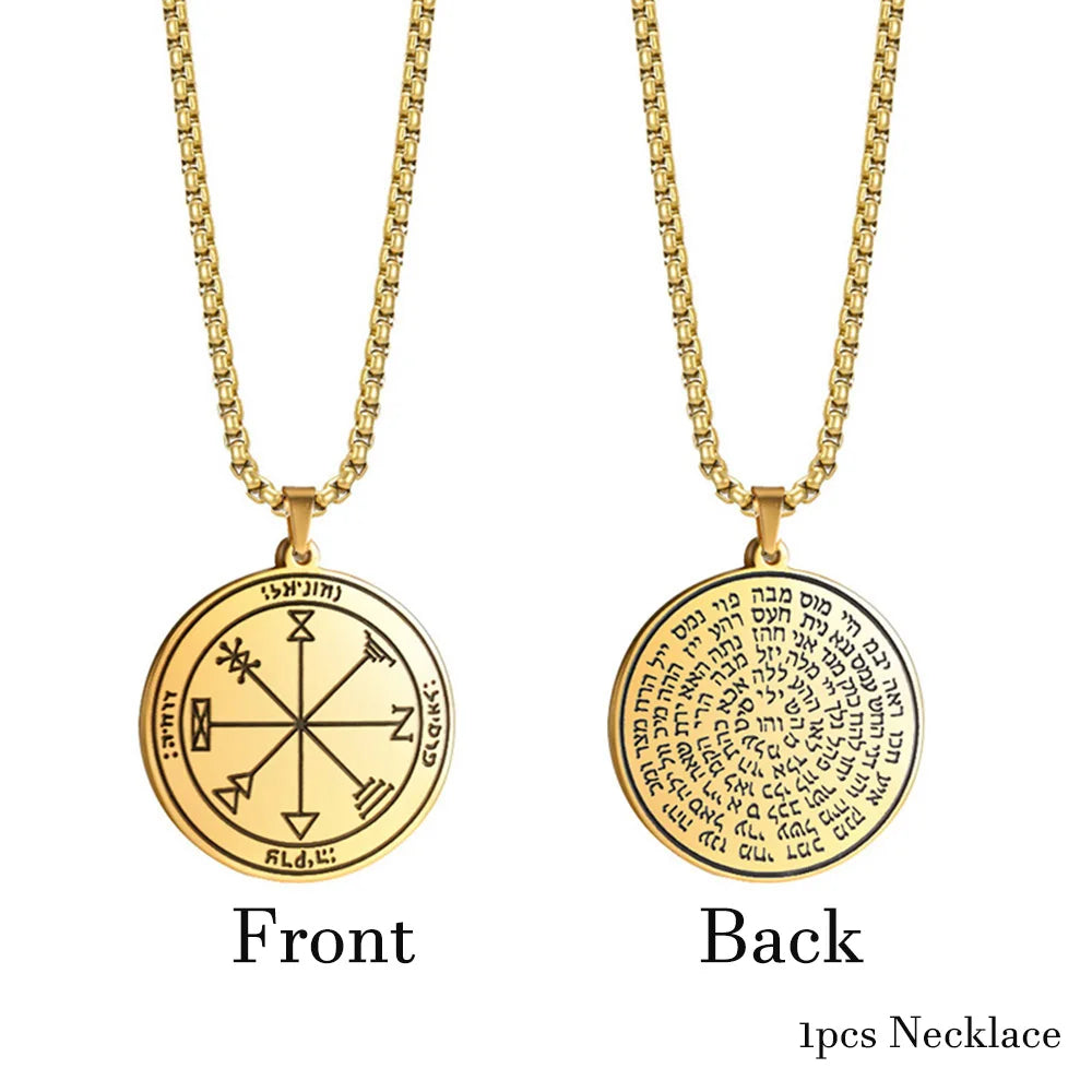 EUEAVAN Key of Solomon Necklace Double Side Third Pentacle of the Venus Protection Love Stainless Steel Necklaces Amulet Jewelry