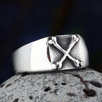 Fashion Punk Rock Stainless Steel Crossbone Ring Trend Hiphop Rock Roll Gothic Jewelry Unique Anillos Para Hombre