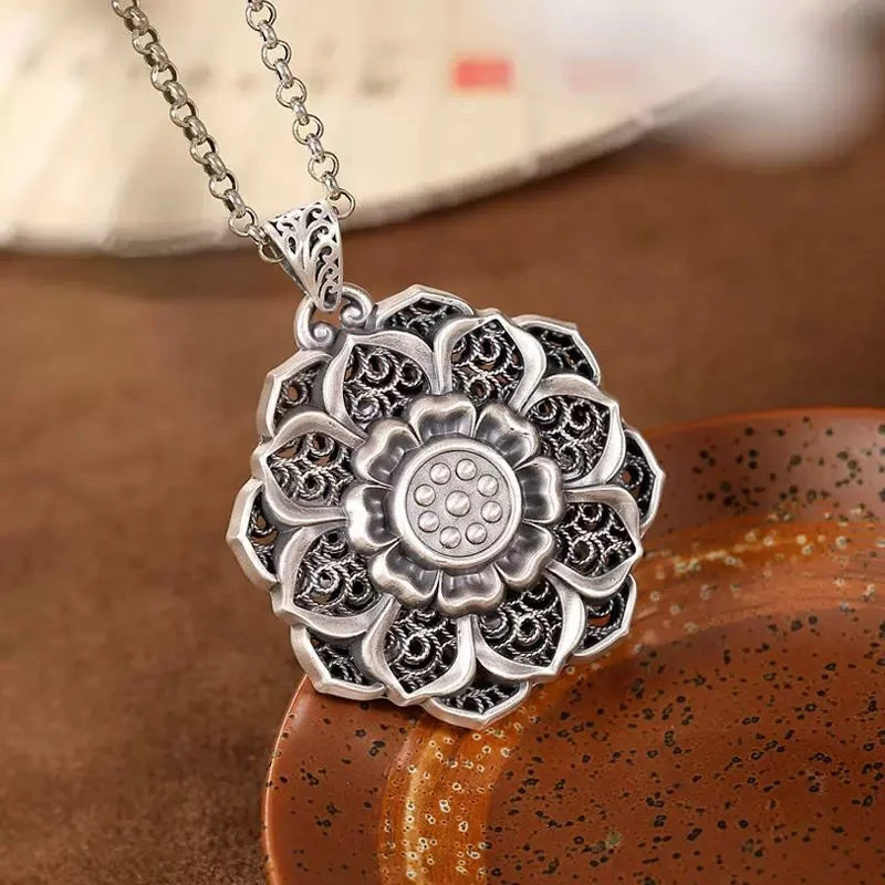 Flower 925 Silver Pendant Necklace