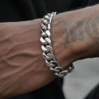 9mm Retro Stainless Steel Cuban Chain Bracelet Simple Silver Color Men Stainless Steel Jewelry Fashion Casual Wear
