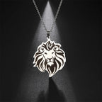 Lion Head Box Chain Pendant — Stainless Steel