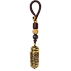 1Pcs Vintage Hollow Brass Buddha Bottle Sutra Cylinder Pendant Car Keychain Lucky Hangings Leather Bag Lanyard Key Ring