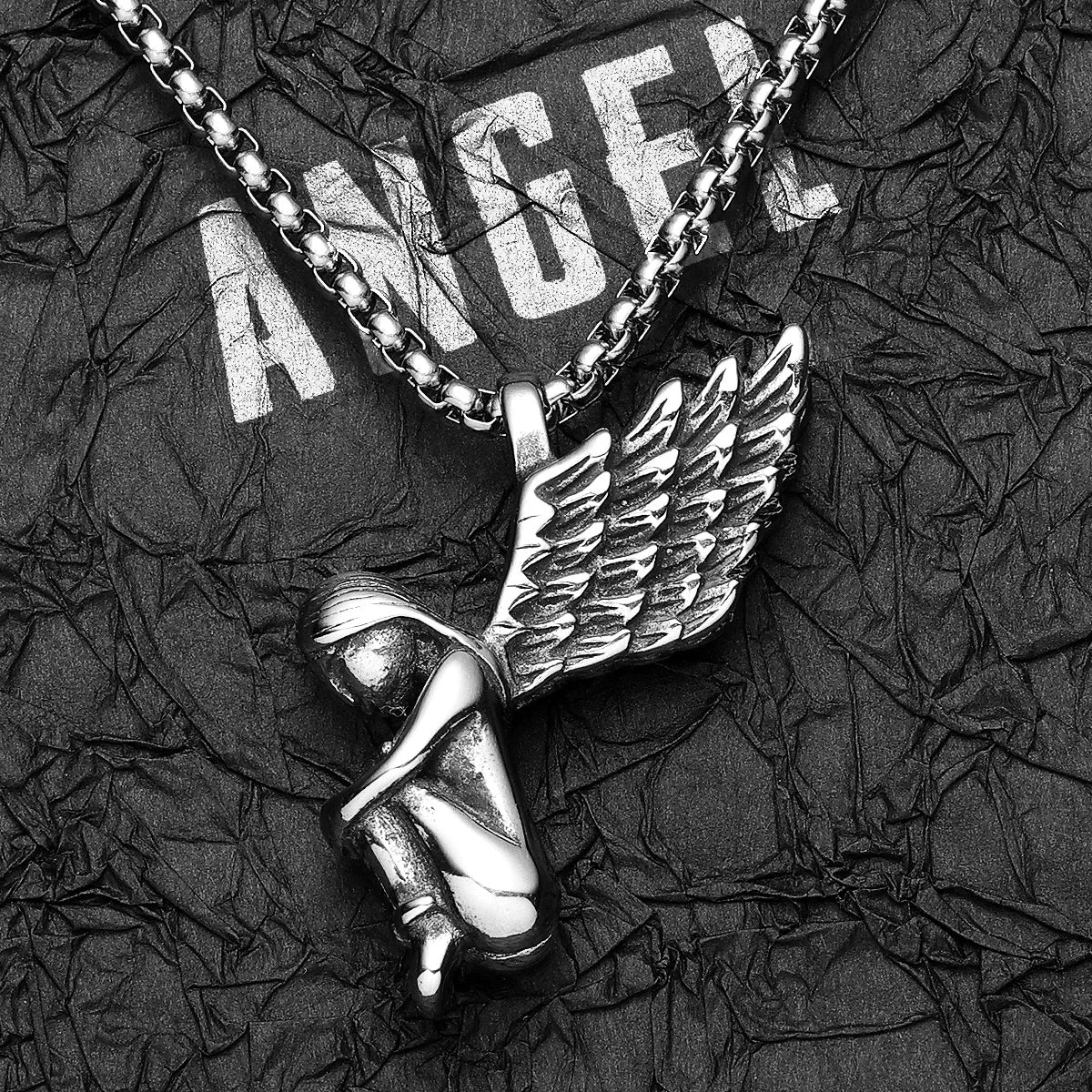 Guardian Angel Wings Pendant — Stainless Steel