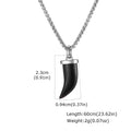 Stylish Natural Stone Horn Necklace for Men,Stainless Steel Black Agate Tiger Eye Stone Pendant Necklace,Healing Amulet Jewelry