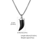 Stylish Natural Stone Horn Necklace for Men,Stainless Steel Black Agate Tiger Eye Stone Pendant Necklace,Healing Amulet Jewelry
