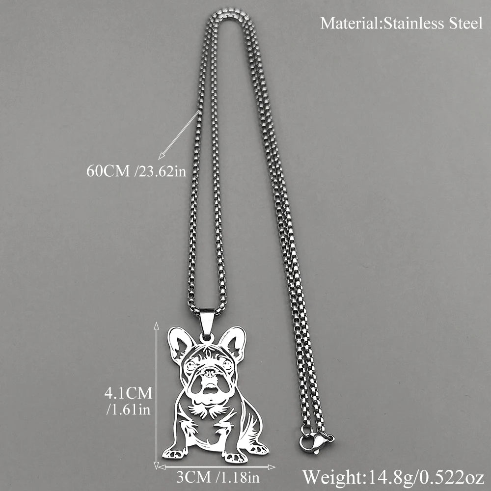 Sweet French Bulldog Chain For Women Men Stainless Steel Silver Color Animal Puppy Pug Dog Lovely Pendant Necklace