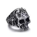 Vintage Templar Masonic Skull Rings For Men 316L Stainless Steel Freemason AG Signet Ring Punk Biker Fashion Jewelry Party Gifts