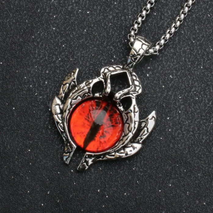 Stainless Steel Evil Eye Skull Pendant Necklace
