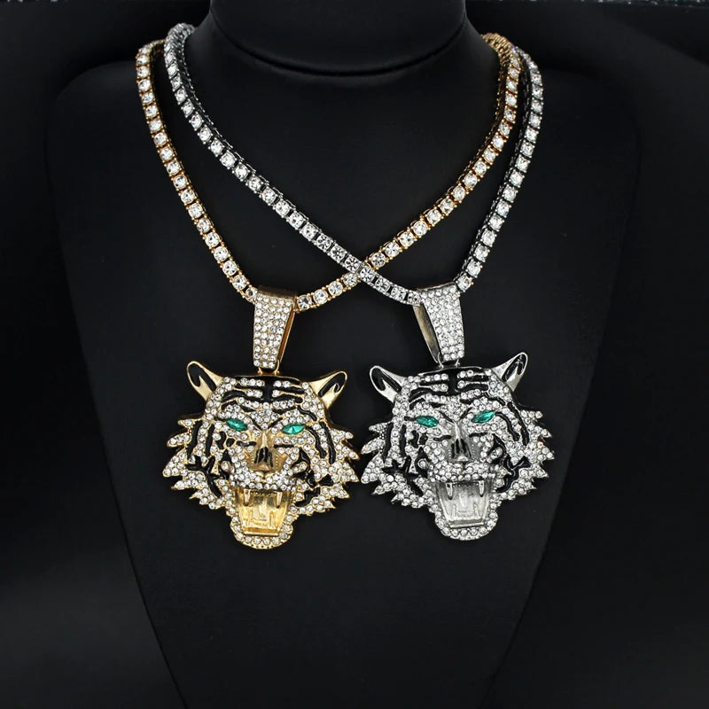Iced Out 3D Tiger Cuban Pendant — Gold