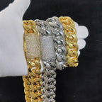 Gold Cuban Chain Necklace Iced Out 18K 12/22MM