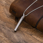 Vertical Bar Box Chain Pendant — Stainless