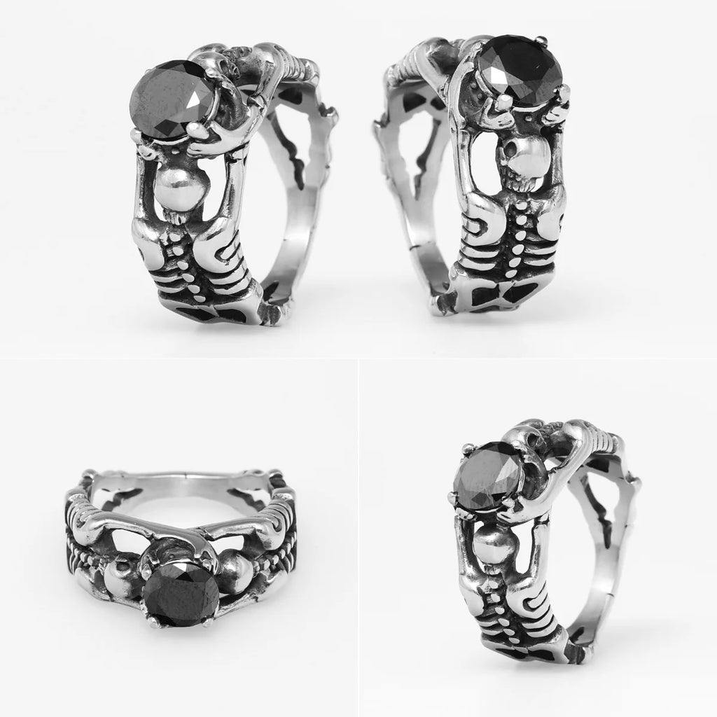 Skull Gemstone Ring — Stainless Steel