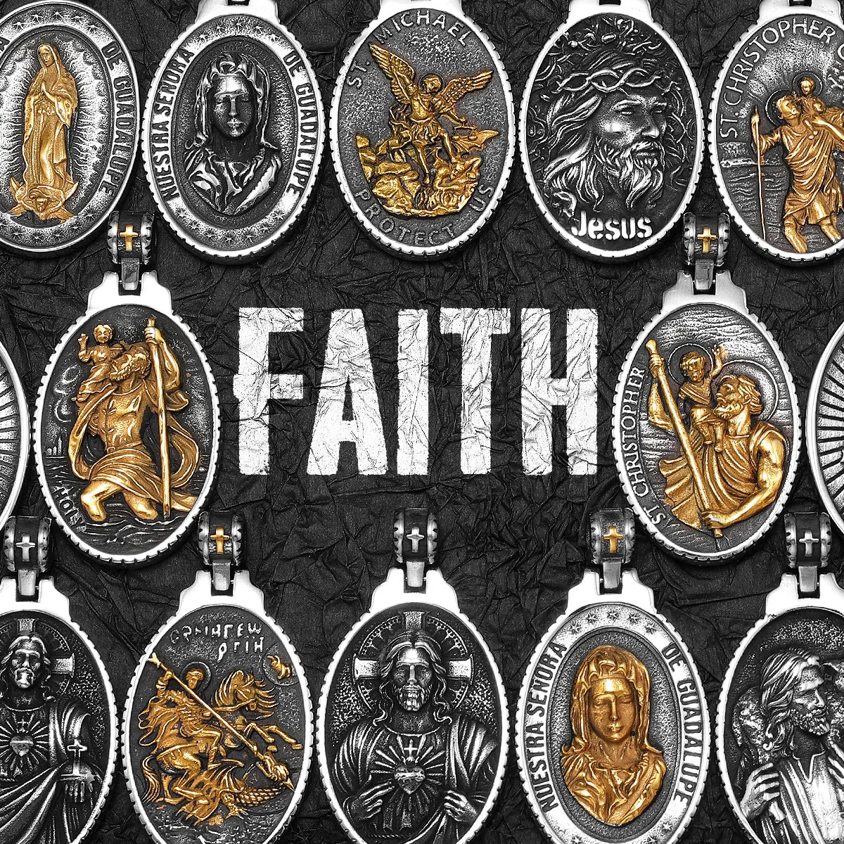 Angel Jesus Virgin Mary Pendant — Stainless Steel