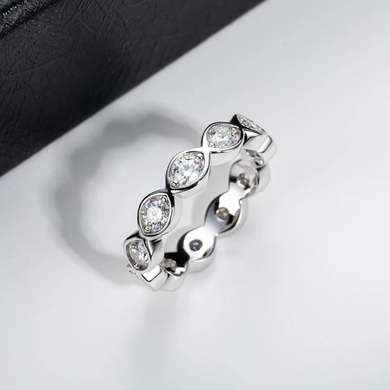 Iced Out Eternity Band Ring — 925 Silver