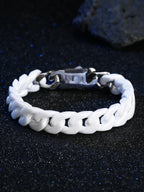 Men's Cuban Link Ceramic Bracelet Hypoallergenic, Black White Chain for Men, Masculine Jewelry Gift