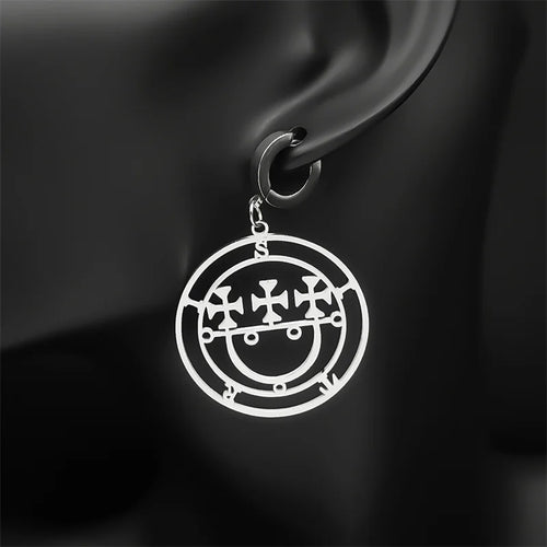 Baphomet Steel Earrings Sigeal Sigil Lucifer Dangle