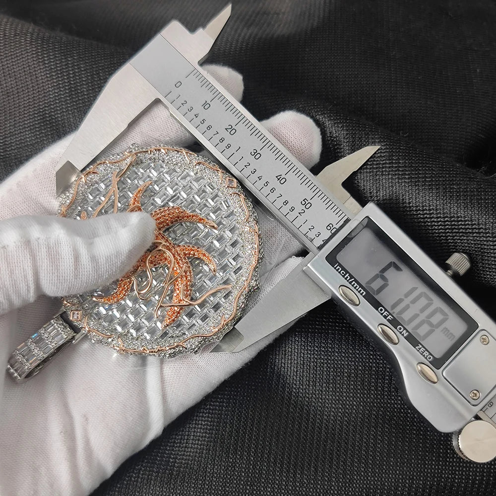 Iced Out Pendant Necklace Colorful Zircon Disc