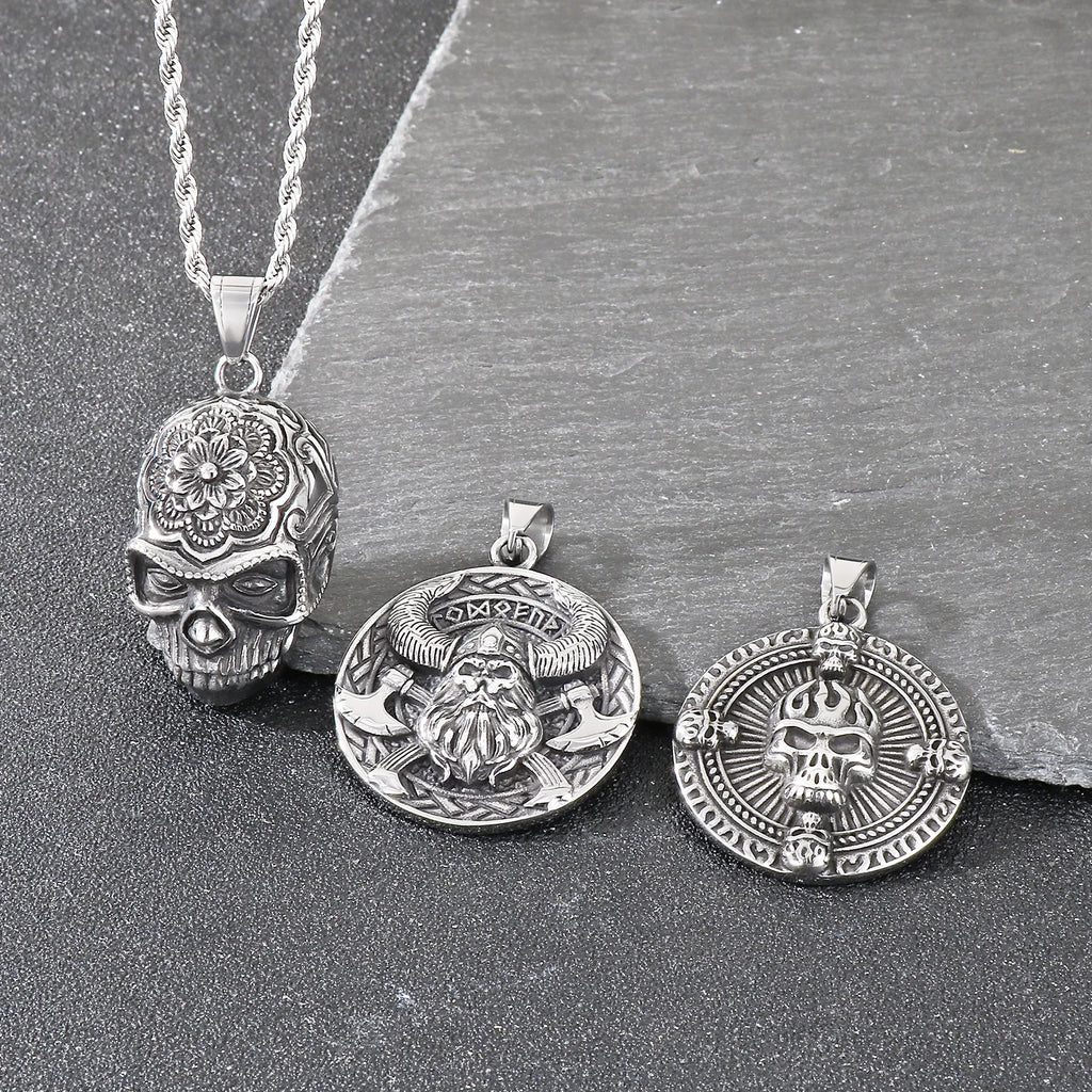 Ghost House Skull Pendant Necklace — Stainless