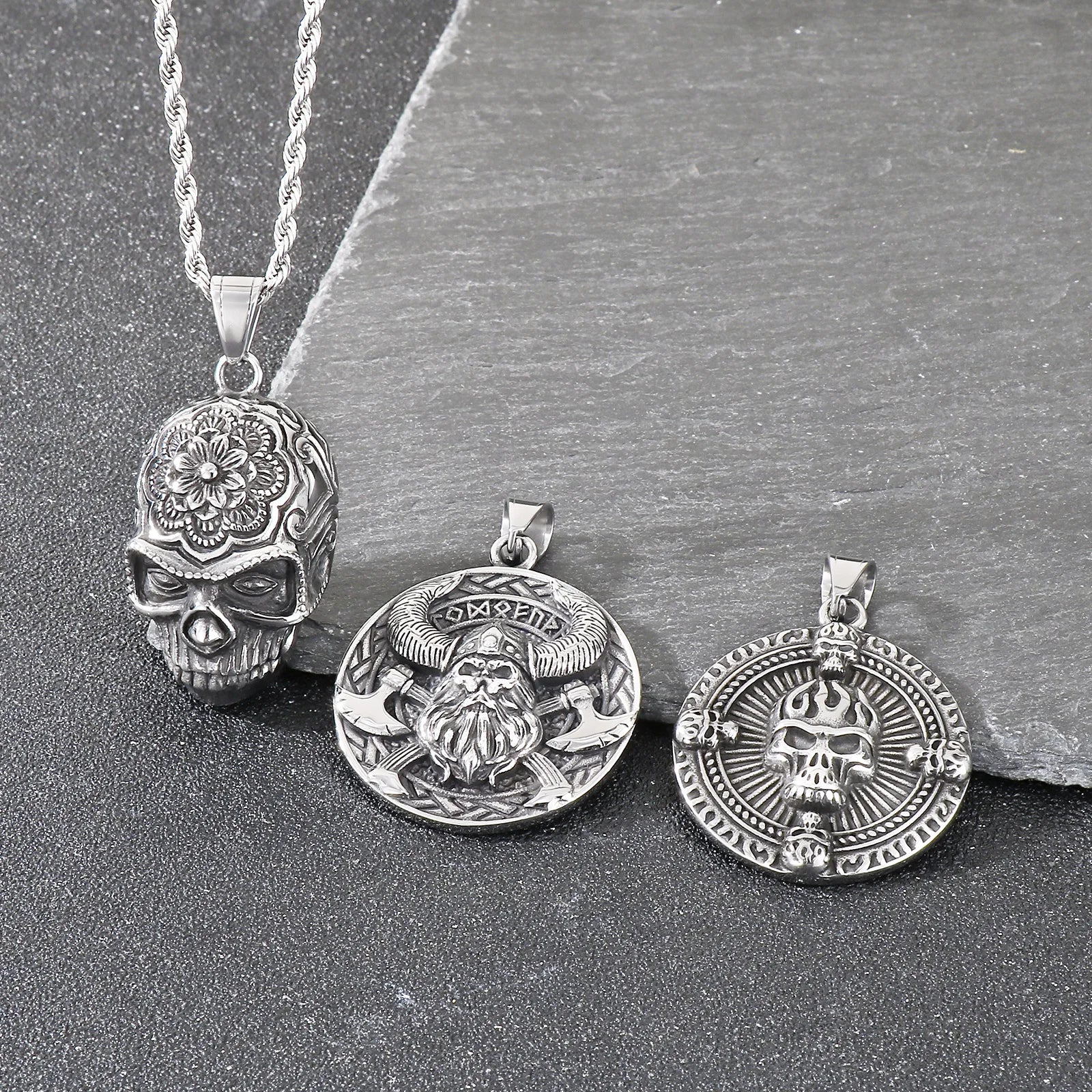 Ghost House Skull Pendant Necklace — Stainless