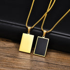Vnox Geometric Pendant Necklaces For Boys,Stainless Steel Simple Square Dog Tag Men Necklaces,Retro Collar Jewelry Gift