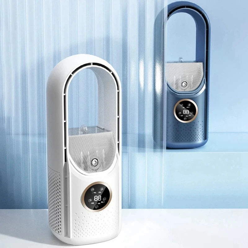 Air Cooler Leafless USB Electric Fan 6 Speed Silent Timer Portable Air Conditioner Cooling Fan Humidifier Conditioning