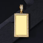 Iced Out Rectangle Photo Pendant Necklace