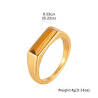 Natural Stone Geometric Ring — Stainless Steel