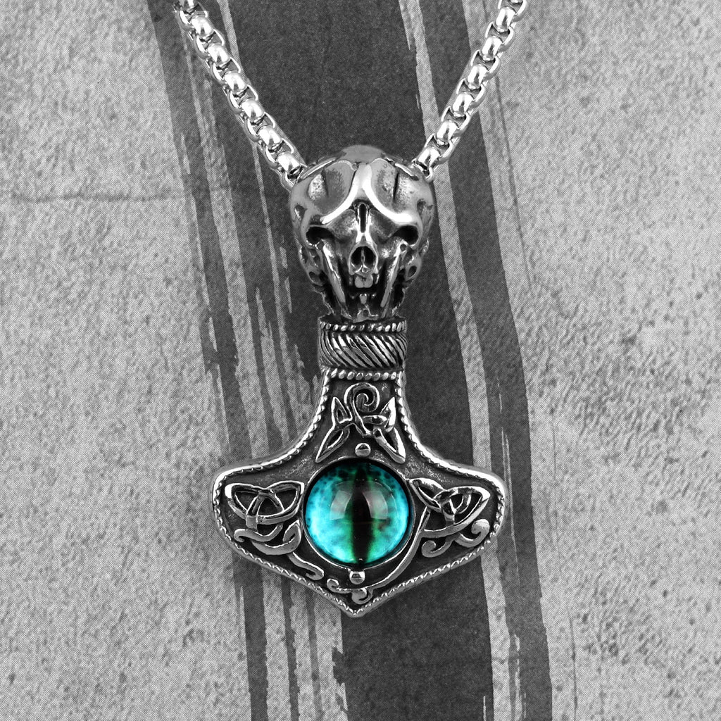 Evil Eye Skull Gothic Punk Men Necklaces Pendants Chain for Boyfriend Male Stainless Steel Jewelry Creativity Gift
