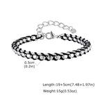 Braided Black Rope Bracelet — Stainless Steel